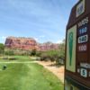 A view from tee #9 sign at Canyon Mesa Country Club.