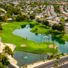 Aerial view of the 17th hole from Westbrook Village Golf Club Lakes Course.