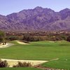 A view from tee with mountains in background at The Views Golf Club at Oro Valley