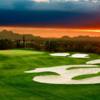 A sunset view of a hole at Silverleaf Golf Club.